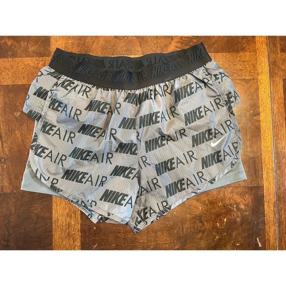Nike Pants - Nike Air All-Over Print Grey Running Shorts Small Dri-FIT Mesh Lined NikeAIR